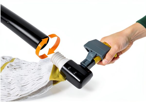 Commercial Mop Handle SOBONNE Heavy Duty 59in Yellow Jaw Clamp-3