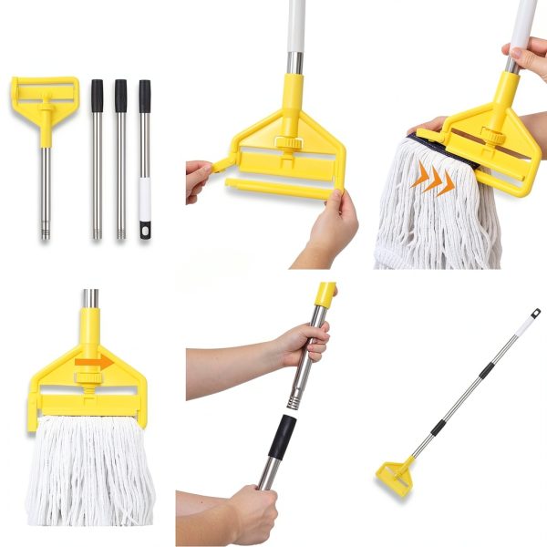 TOXYMHO Commercial Heavy Duty Mop Handle 58" Adjustable Yellow-6