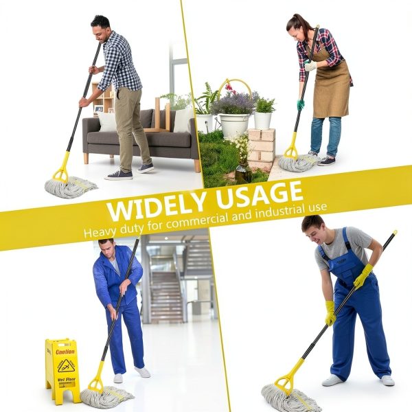 Commercial Mop Handle Heavy Duty 58" by VOUBIEN Yellow 2‑Pack-2